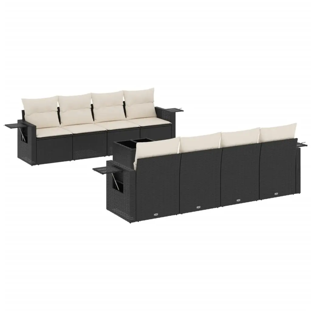 9-Piece Garden Sofa Set with Black Poly Rattan Construction