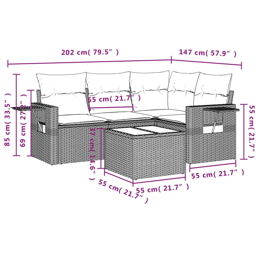 Garden Sofa Set Outdoor Furniture 9 Piece Grey Poly Rattan Modular Patio Seating