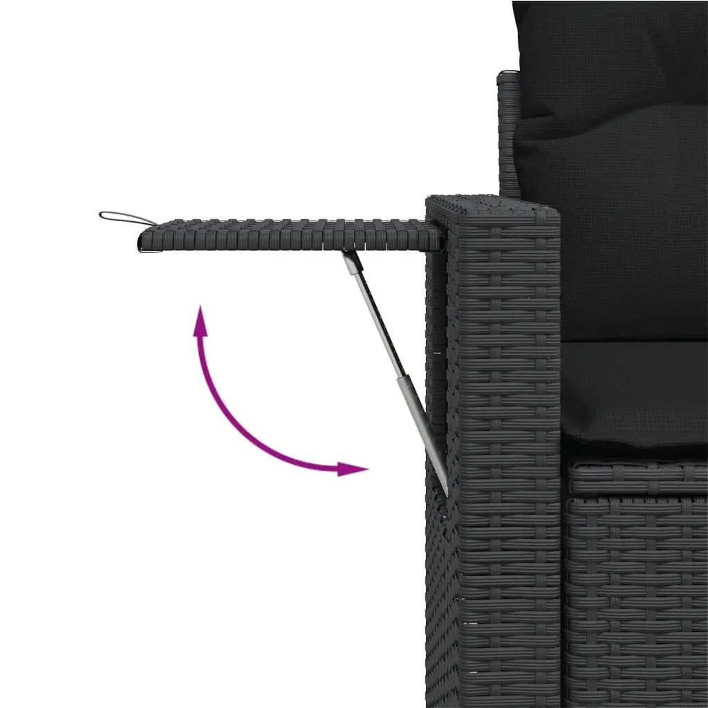 Garden Sofa Set 9 Piece Outdoor Furniture Black Poly Rattan Modular Lounge Patio
