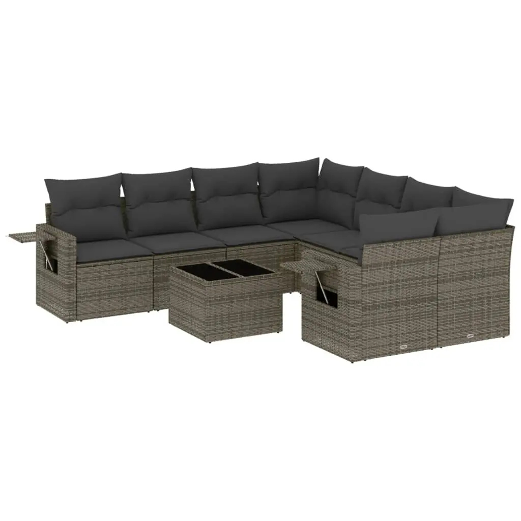 Garden Sofa Set Outdoor Furniture Patio Grey 9 Piece Modular