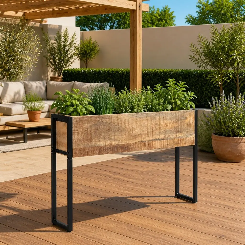 Wooden Planter Living Room Garden Balcony Patio 90x20x68 cm