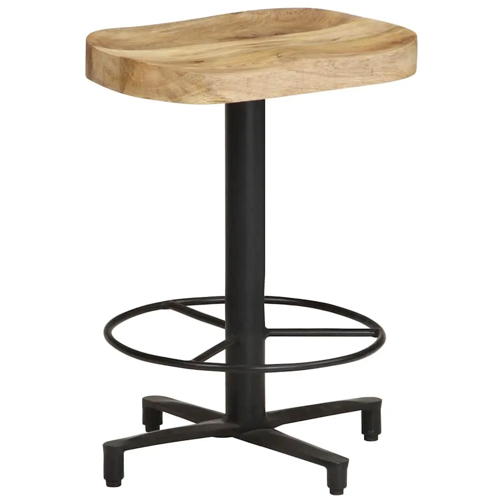 Bar Stools 2 pcs 52 cm Solid Mango Wood Brown Kitchen Counter Seating Footrest