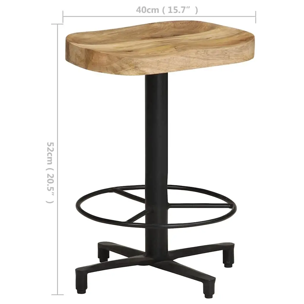 Bar Stools 2 pcs 52 cm Solid Mango Wood Brown Kitchen Counter Seating Footrest