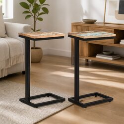 Specifications of 2 pcs Reclaimed Wood Side Tables