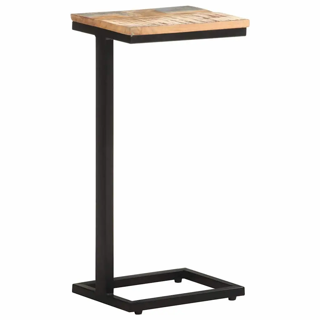 Reclaimed Wood End Tables 2 Piece Brown Side Tables with Powder Coated Iron Legs for Living Room