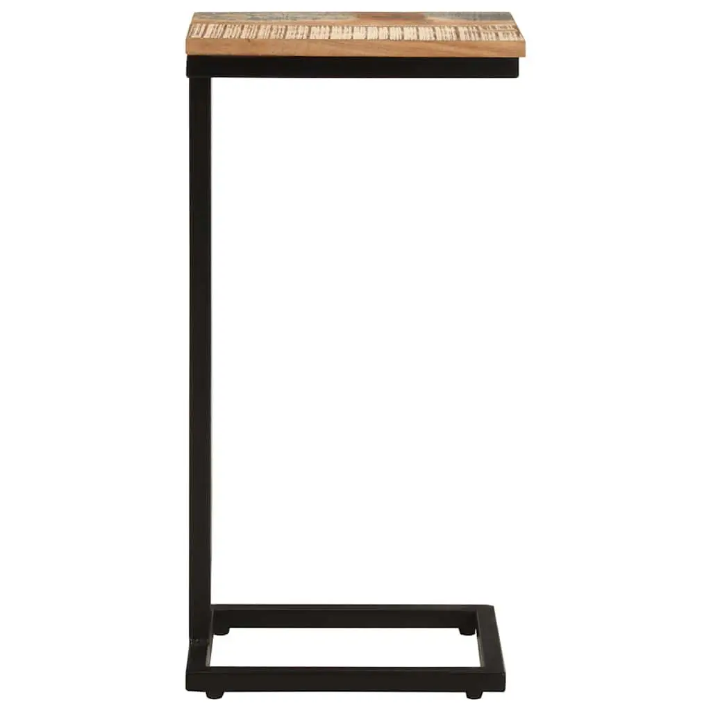 Reclaimed Wood End Tables 2 Piece Brown Side Tables with Powder Coated Iron Legs for Living Room
