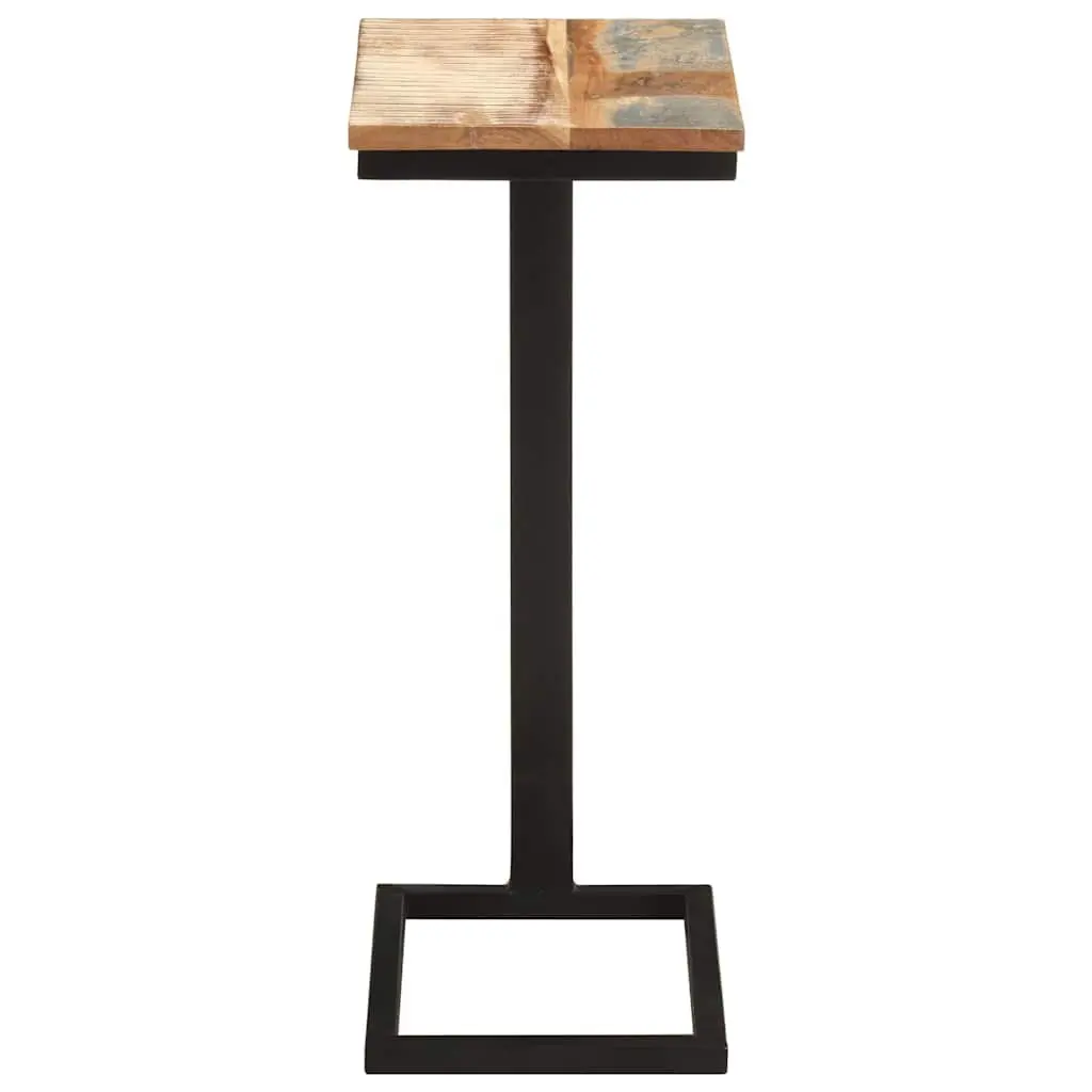 Reclaimed Wood End Tables 2 Piece Brown Side Tables with Powder Coated Iron Legs for Living Room