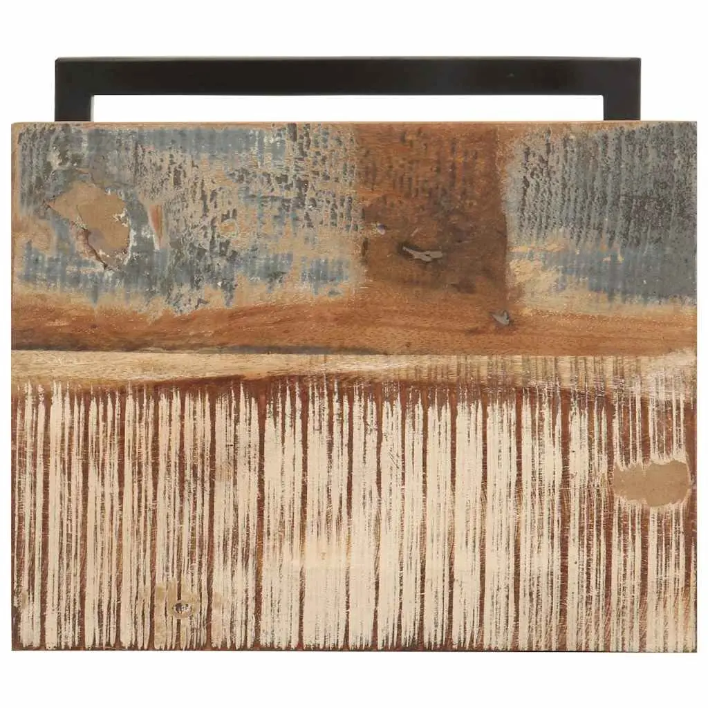 Reclaimed Wood End Tables 2 Piece Brown Side Tables with Powder Coated Iron Legs for Living Room