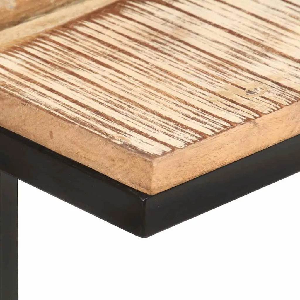 Reclaimed Wood End Tables 2 Piece Brown Side Tables with Powder Coated Iron Legs for Living Room