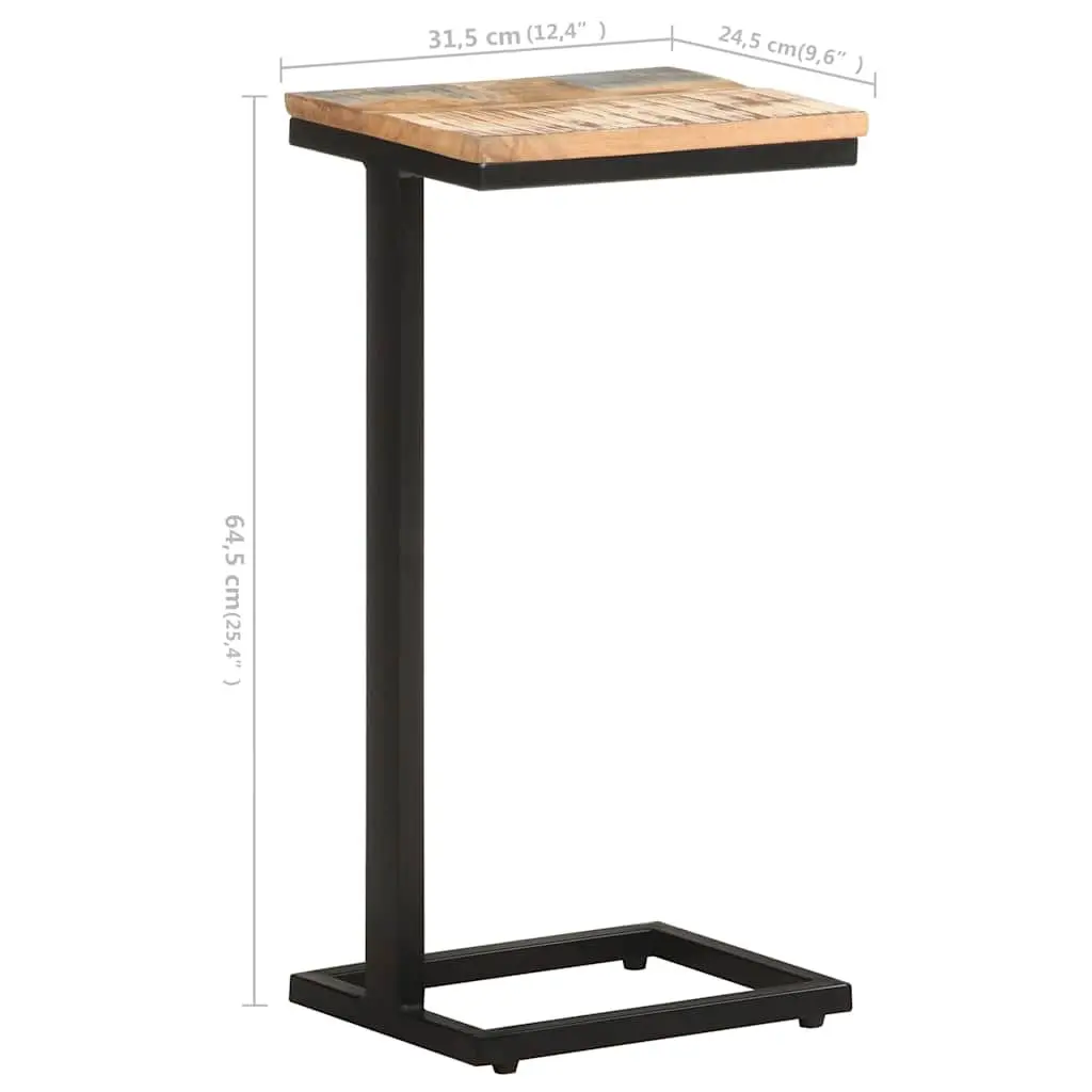 Reclaimed Wood End Tables 2 Piece Brown Side Tables with Powder Coated Iron Legs for Living Room
