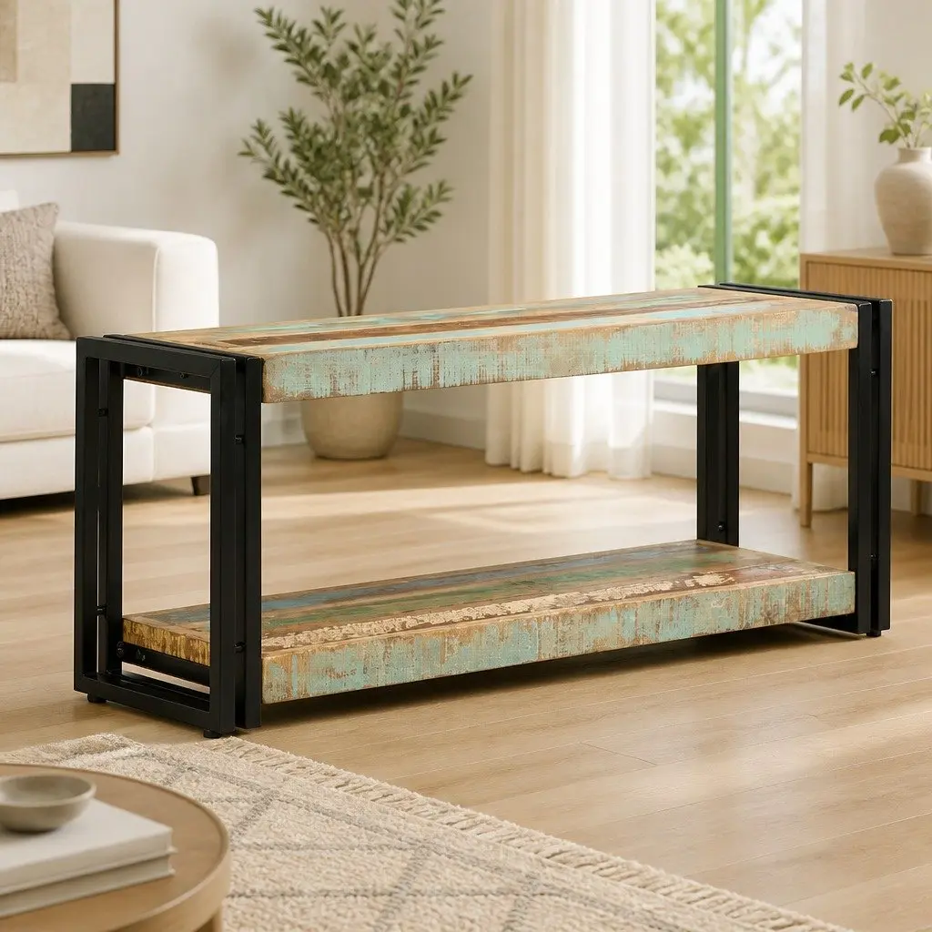 TV Cabinet Living Room 90x30x40cm Solid Reclaimed Wood Vintage Storage Sideboard
