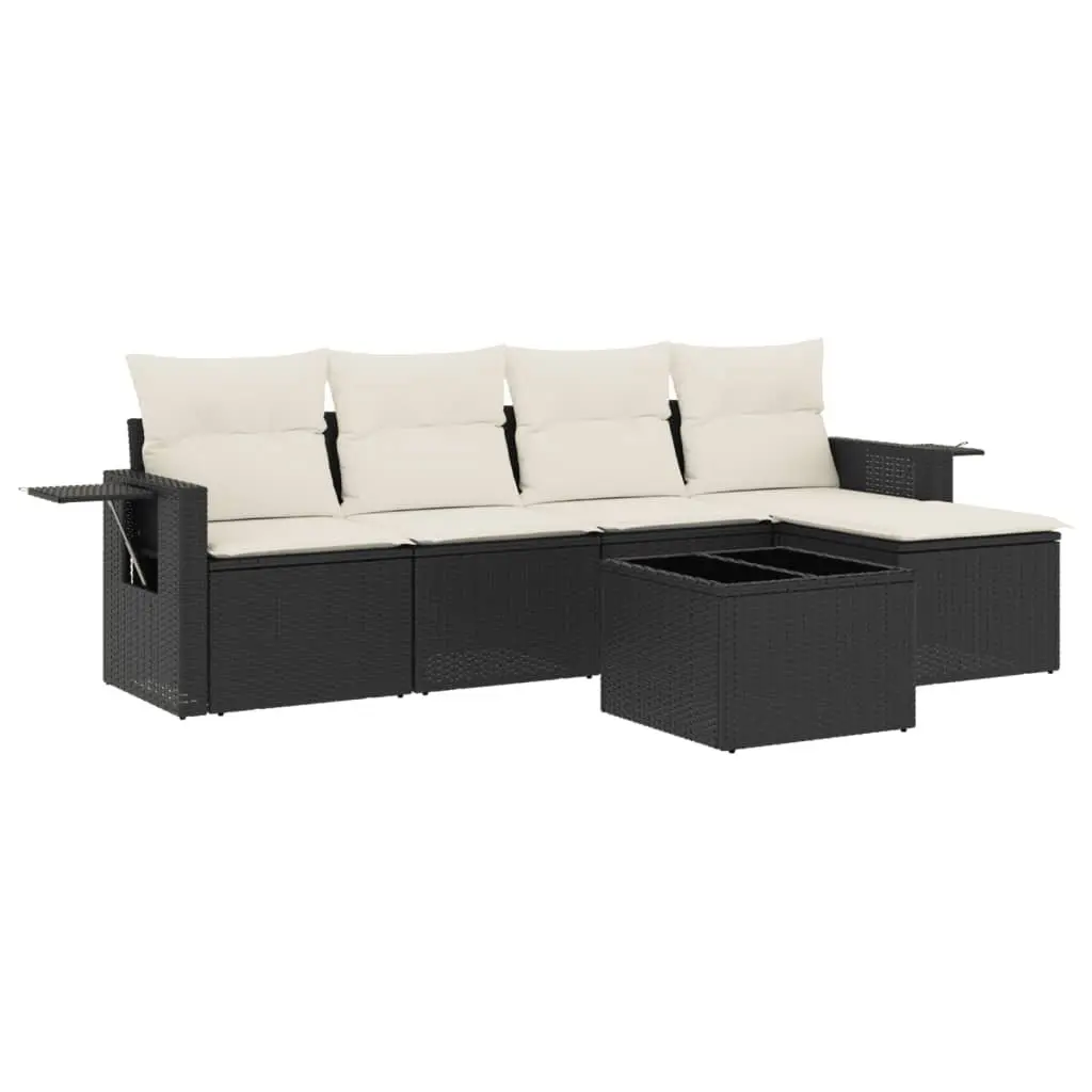 6 Piece Black Garden Sofa Set
