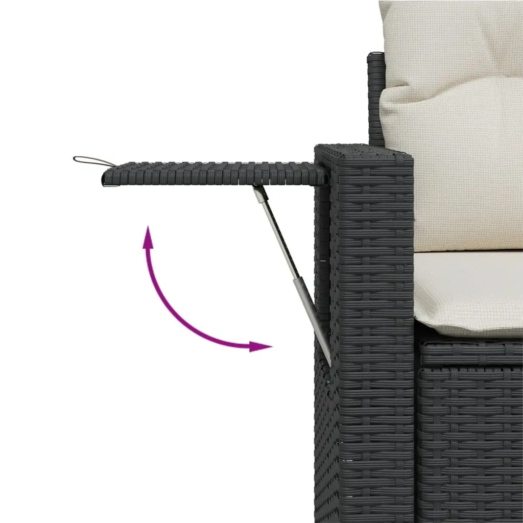 5 Piece Outdoor Garden Sofa Set with Black Rattan and Cushions