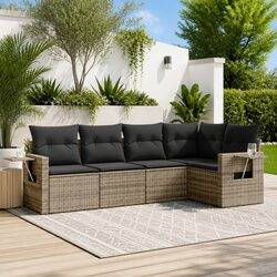 5 Piece Modular Outdoor Sofa Set with Grey Cushions
