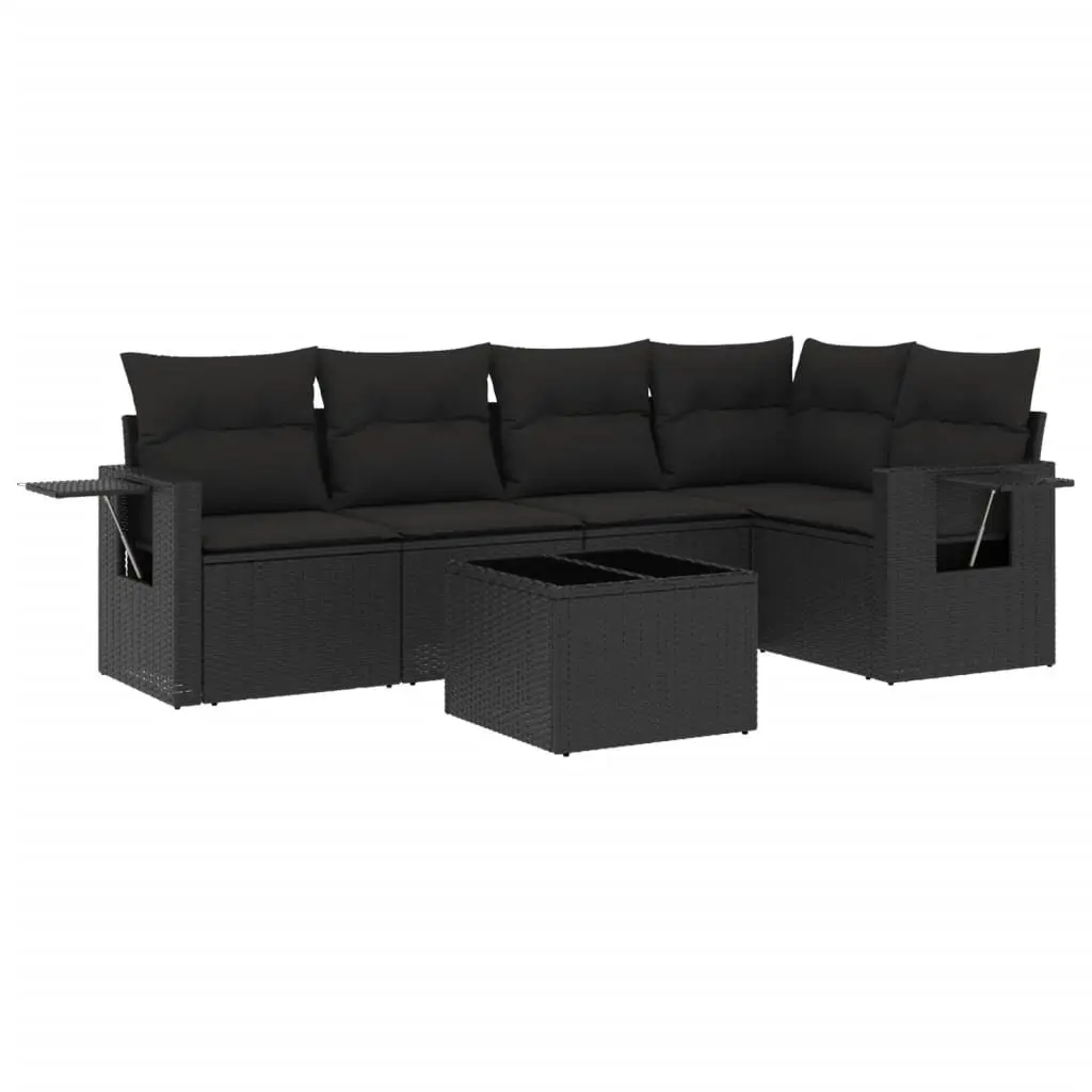 6-Piece Black Garden Sofa Set