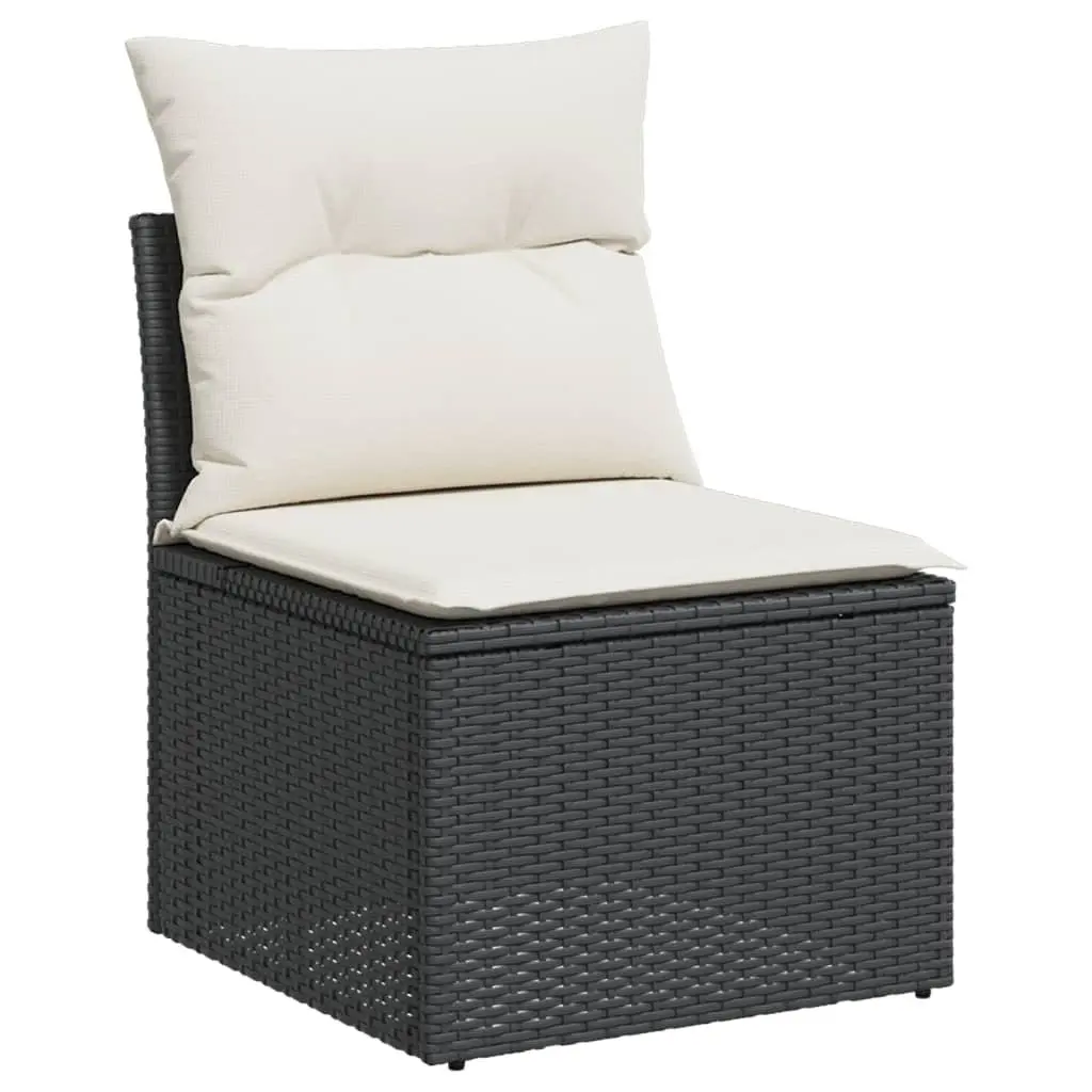 Garden Sofa Set Outdoor Furniture 6 Piece Black Poly Rattan Modular Patio