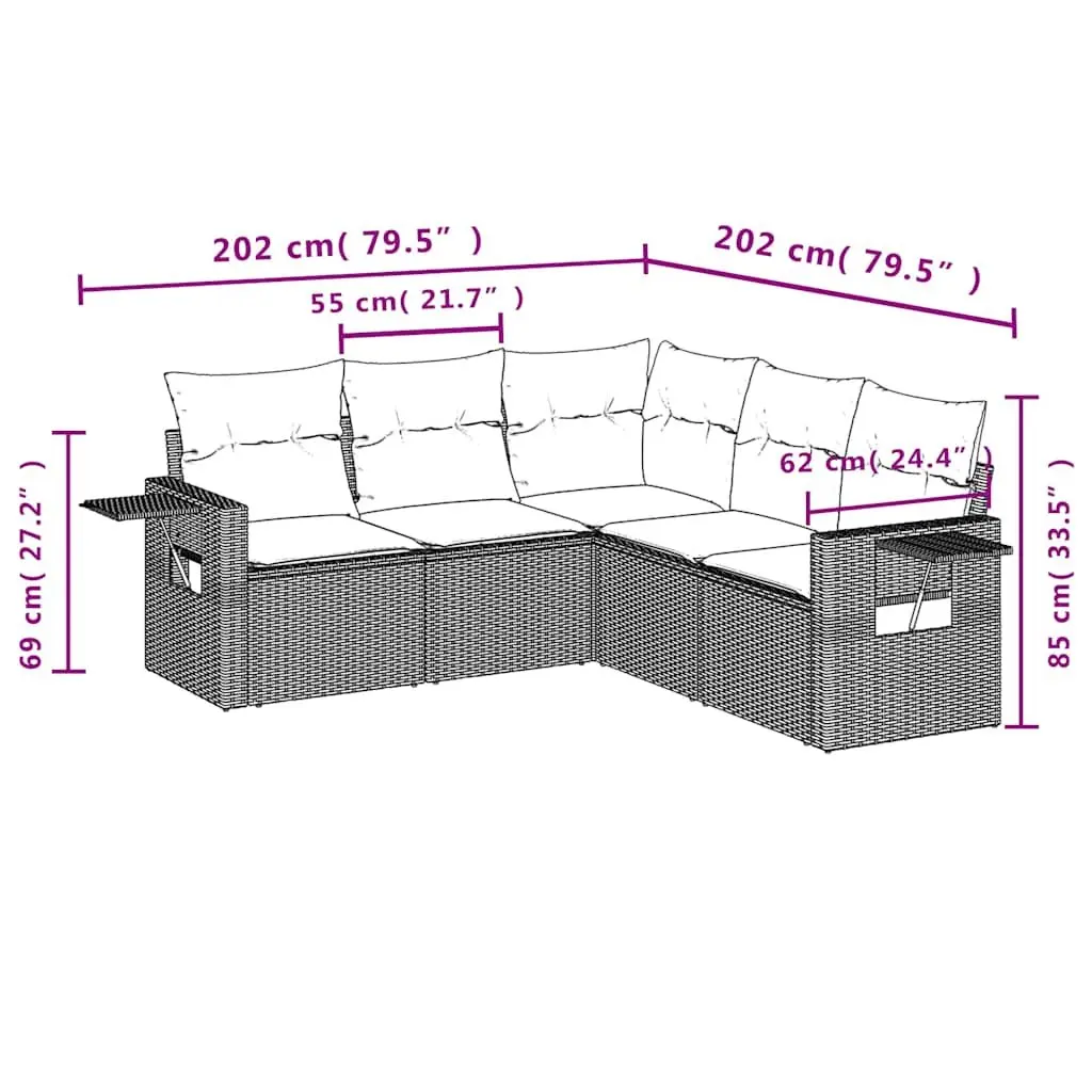 5 Piece Outdoor Sofa Set with Cushions