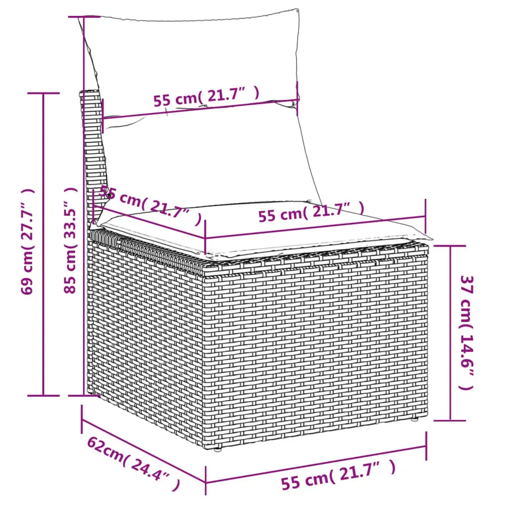 Garden Sofa Set Outdoor Furniture Grey 6 Piece Poly Rattan with Cushions