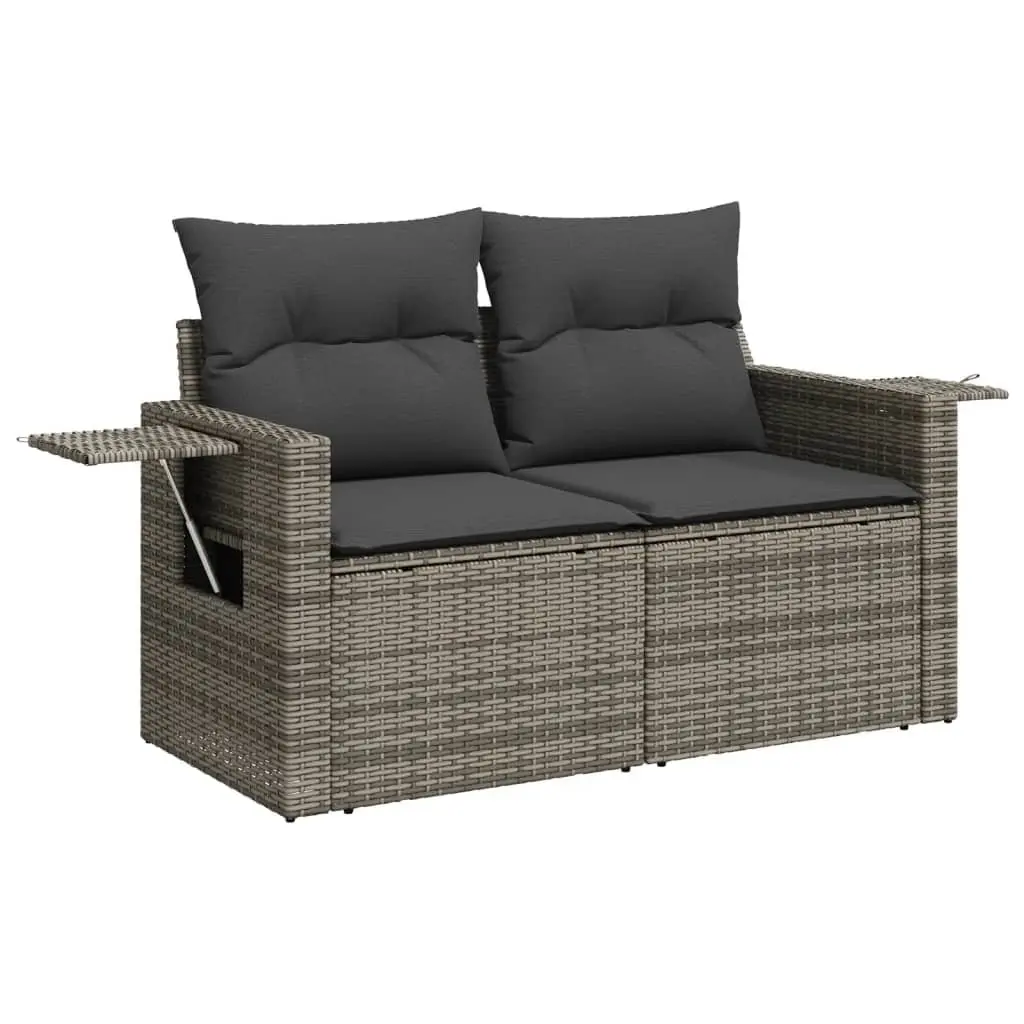 Garden Sofa Set Outdoor Furniture Grey 6 Piece Poly Rattan with Cushions