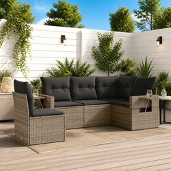 5 Piece Grey Garden Sofa Set: Dimensions and Features