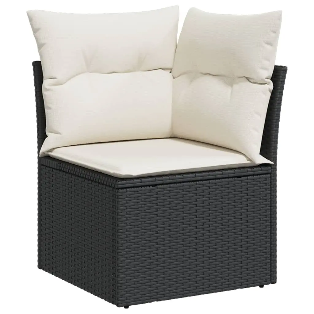 Garden Sofa Set 6 Piece Outdoor Furniture Black Poly Rattan Modular Patio Lounge