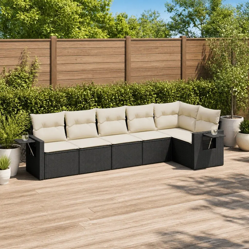 6-Piece Black Modular Outdoor Sofa Set