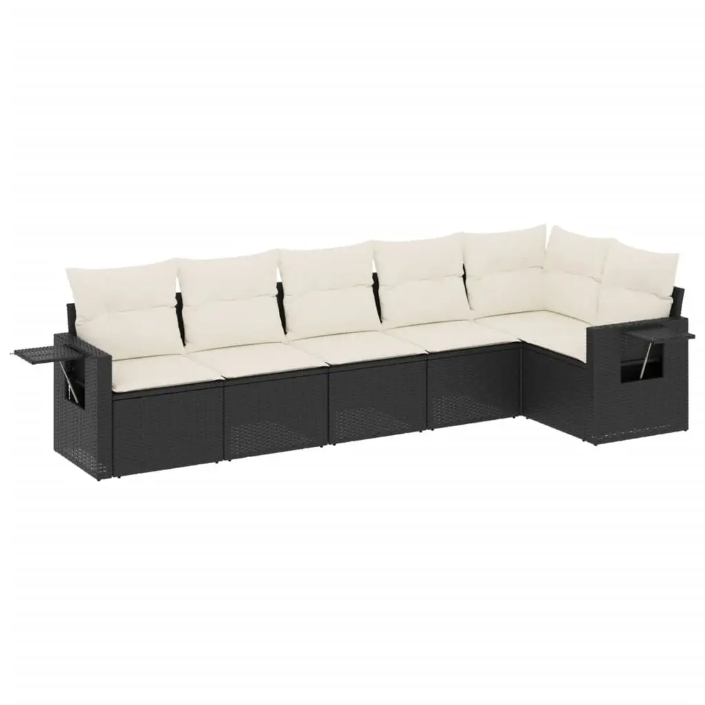 6-Piece Black Modular Outdoor Sofa Set