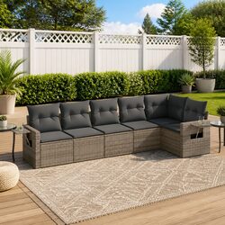 Garden Sofa Set: 6-Piece Modular Outdoor Furniture in Grey