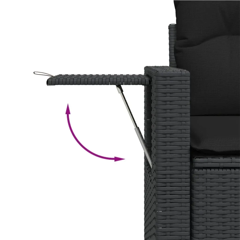 6 Piece Modular Black PE Rattan Sofa Set for Outdoors