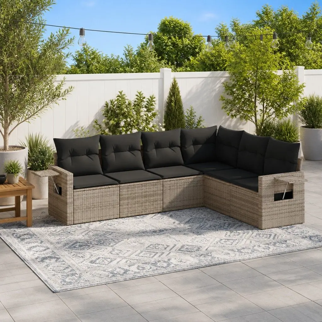 6-Piece Grey Patio Lounge Sofa Set