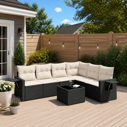 Specifications of 7 Piece Garden Sofa Set: PE Rattan, Cushions