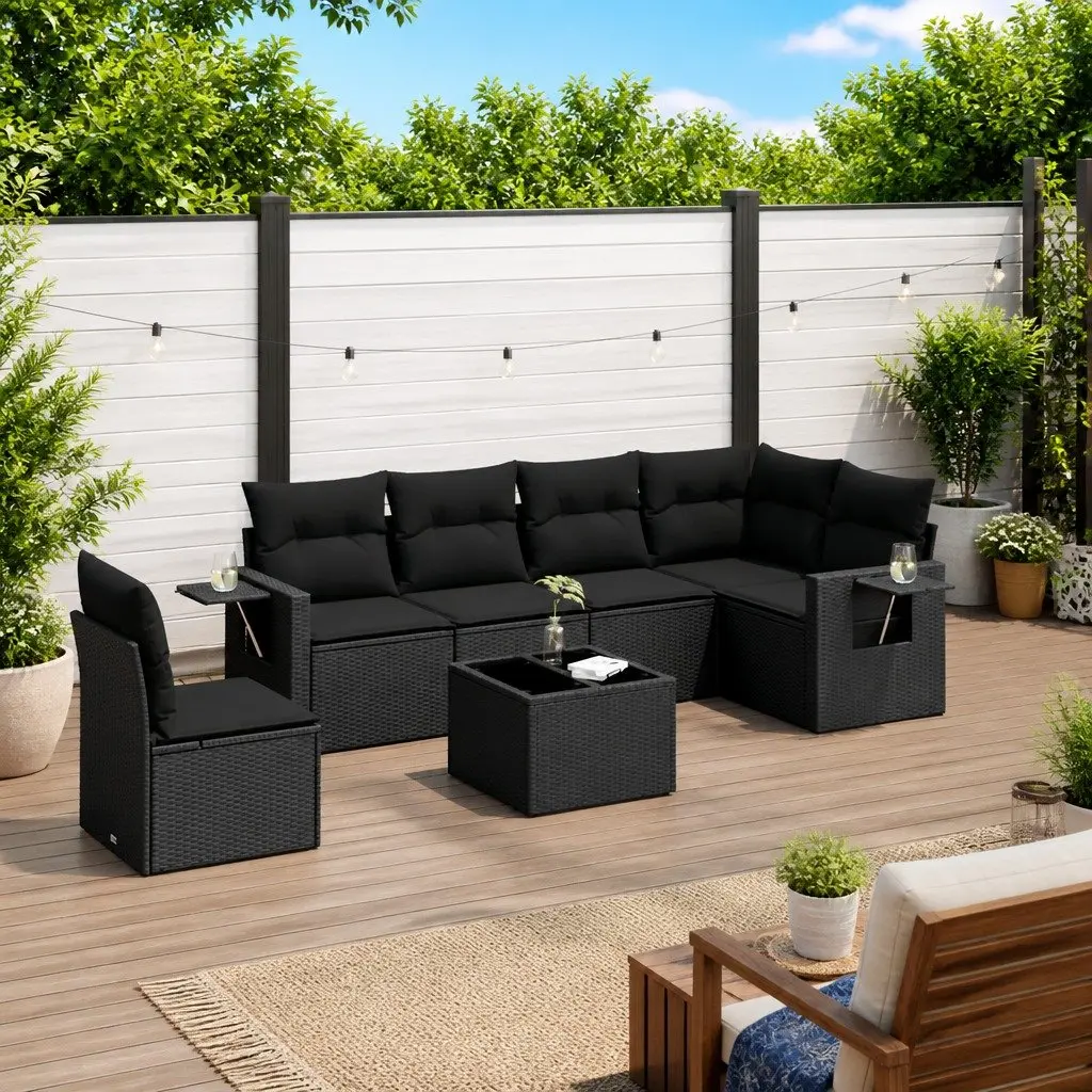 7 Piece Garden Sofa Set Outdoor Furniture Patio Seating Black