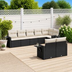 Specifications of 8-Piece Black Poly Rattan Outdoor Sofa Set