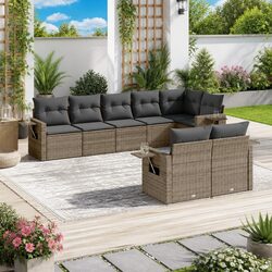 8 Piece Modular Garden Sofa Set: Grey PE Rattan Comfort