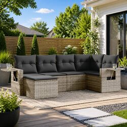 Specifications for 6 Piece Grey Poly Rattan Garden Sofa Set