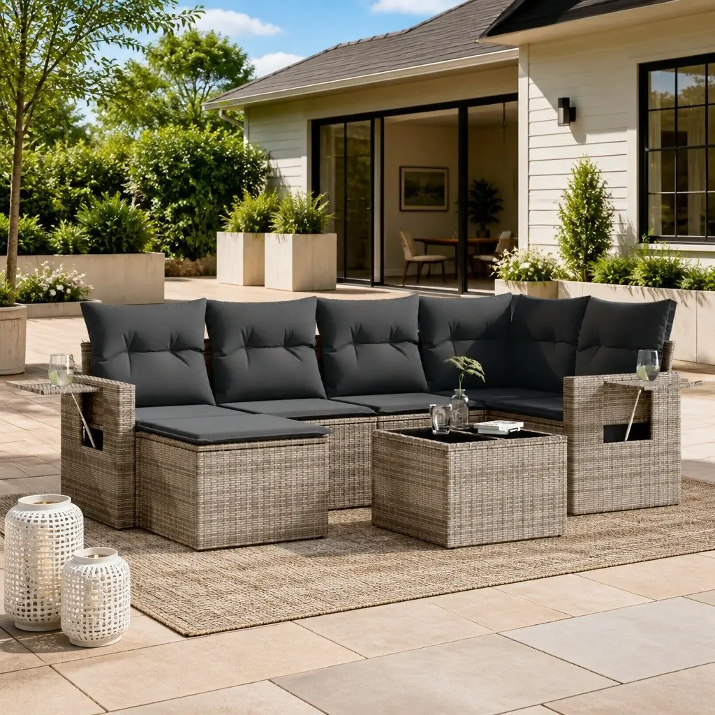 7 Piece Grey Garden Sofa Set