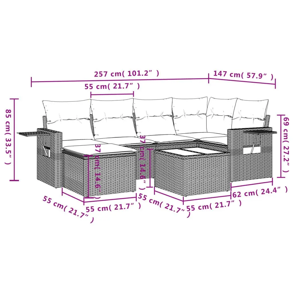 7 Piece Grey Garden Sofa Set
