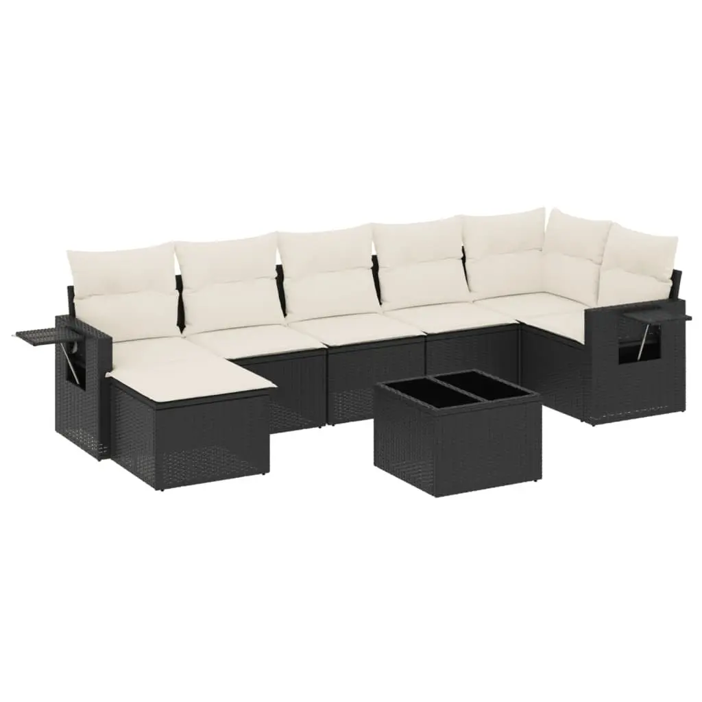 8 Piece Modular Garden Sofa Set with Glass Tabletop