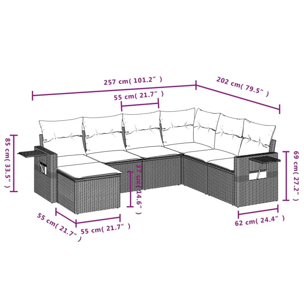7-Piece Outdoor Sofa Set in Grey