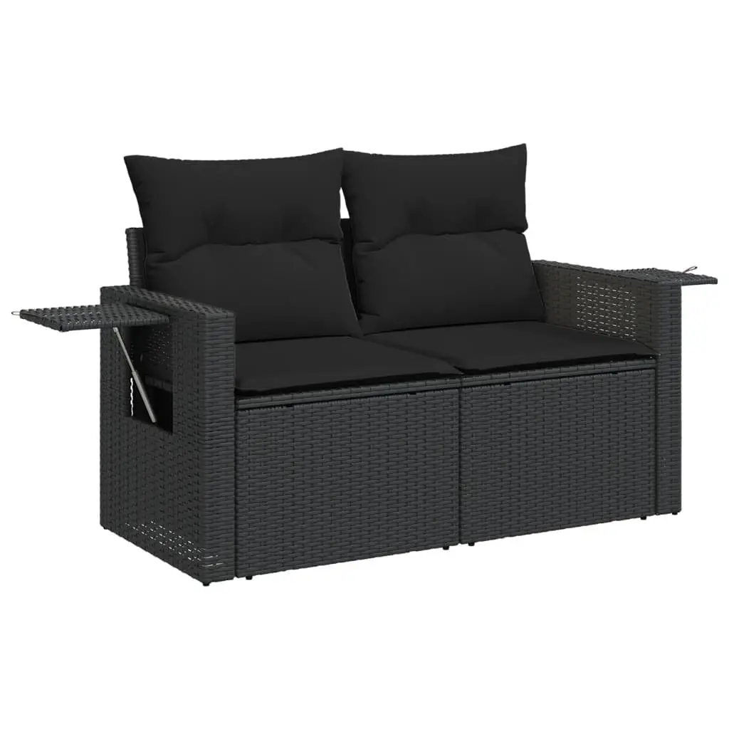 Garden Sofa Set Outdoor Furniture 6 Piece Modular Black Poly Rattan