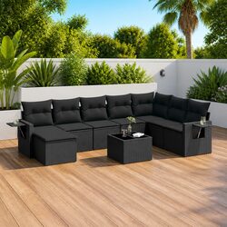 Specifications of 9 Piece Garden Sofa Set in Black Poly Rattan