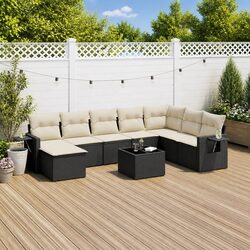 Garden Sofa Set 9 Piece Outdoor Furniture Patio Lounge Black Modular with