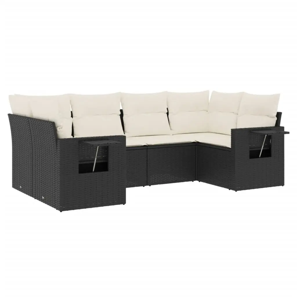 Garden Sofa Set Outdoor Furniture Patio 6 Piece Black Poly Rattan Modular