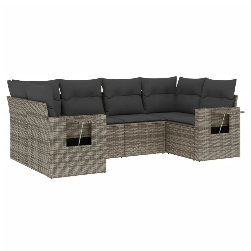 Garden Sofa Set Outdoor Furniture Patio Seating 6 Piece Grey Poly Rattan