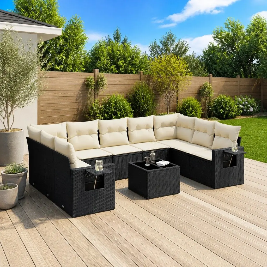 10-Piece Garden Sofa Set in Black