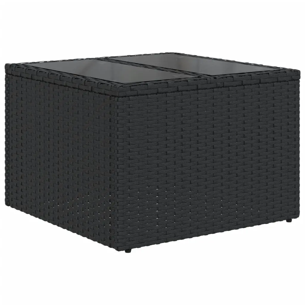 ModularGardenSofaSetBlackPolyRattanWithThickCushionsAndTemperedGlassTablesForOutdoorPatio10Piece