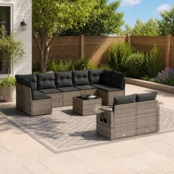 Detailed Specs: 10 Piece Grey Poly Rattan Sofa Set