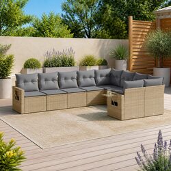 Specifications of 9 Piece Outdoor Sofa Set Beige Poly Rattan