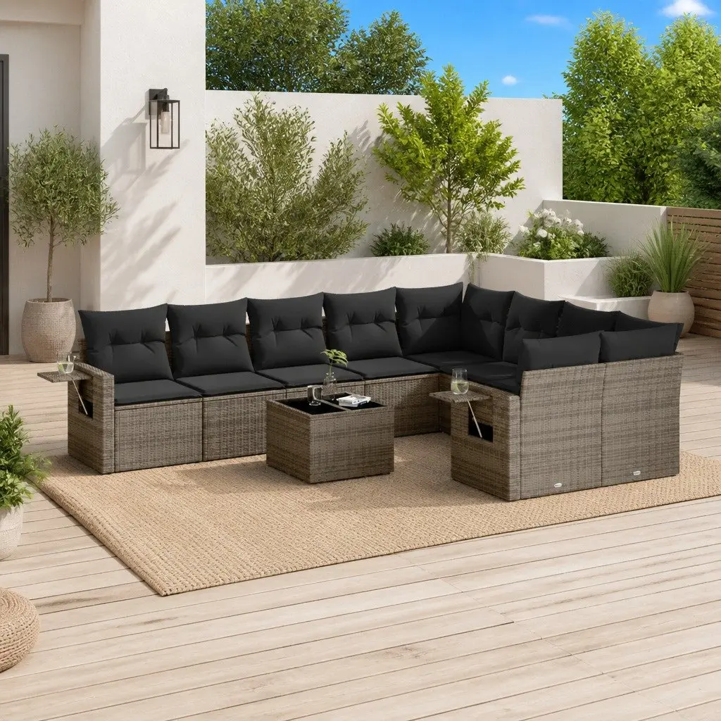 Garden Sofa Set Outdoor Furniture 10 Piece Grey Patio Seating Modular