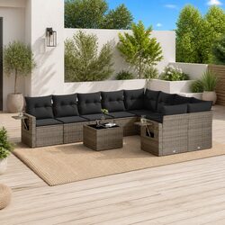 Garden Sofa Set: 10 Pieces of Grey Modular Outdoor Seating